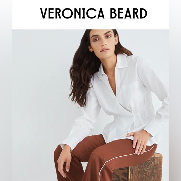 VERONICA BEARD ROSAMUND SHIRT in white SIZE 6 - Picture 2 of 14